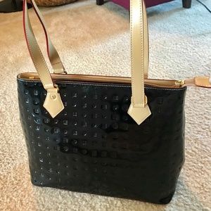 Arcadia Black Patent Leather Shoulder Tote